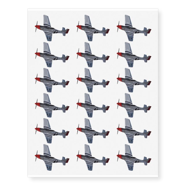 Fighter-bomber cartoon illustration temporary tattoos (Front)