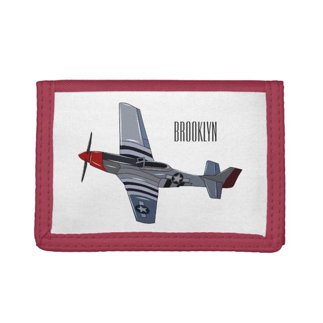 Fighter-bomber cartoon illustration trifold wallet (Front)