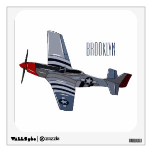 Fighter-bomber cartoon illustration wall decal