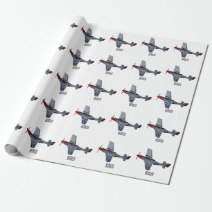 Fighter-bomber cartoon illustration wrapping paper