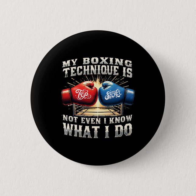 Fighter Boxing Gloves - Funny Gym Quote - Retro Bo Button (Front)