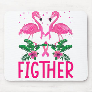 Fighter Breast Cancer Awareness Flamingo T-Shirt Mouse Pad
