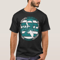 Fighter Cervical Cancer Png, Teal and White Ribbon T-Shirt