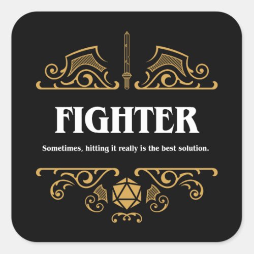 Fighter Class Tabletop RPG Gaming Square Sticker