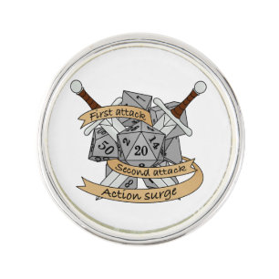 Fighter Dice Design Lapel Pin