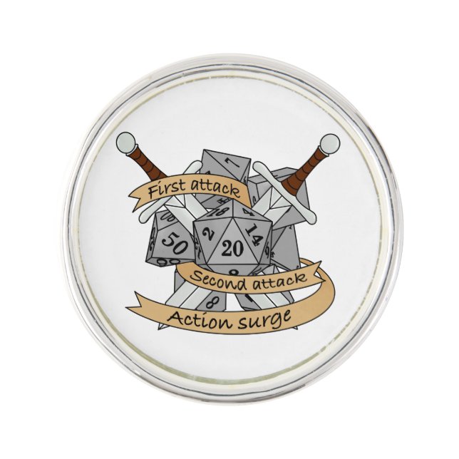 Fighter Dice Design Lapel Pin (Front)