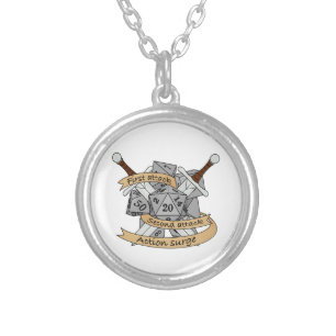 Fighter Dice Design Silver Plated Necklace