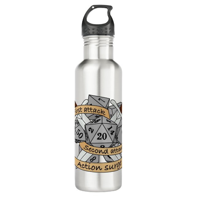 Fighter Dice Design Stainless Steel Water Bottle (Front)