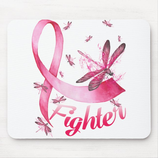 Fighter Dragonfly Pink Ribbon Breast Cancer Mouse Pad (Front)