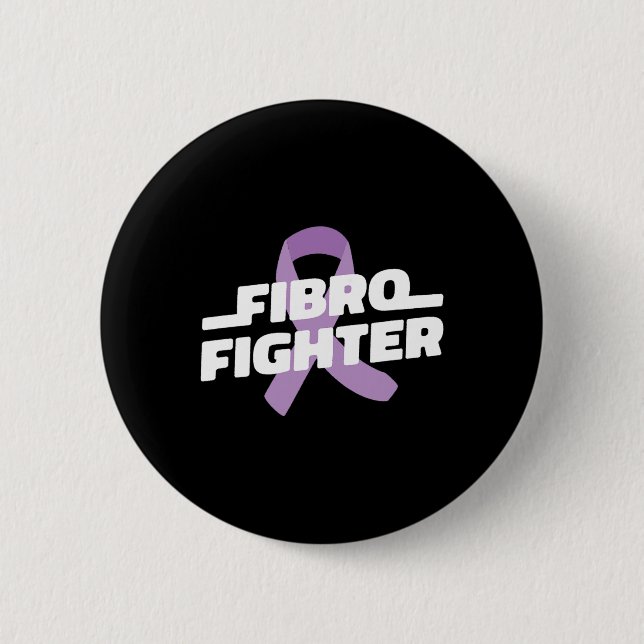 Fighter - Fibromyalgia Awareness Purple Ribbon  Button (Front)