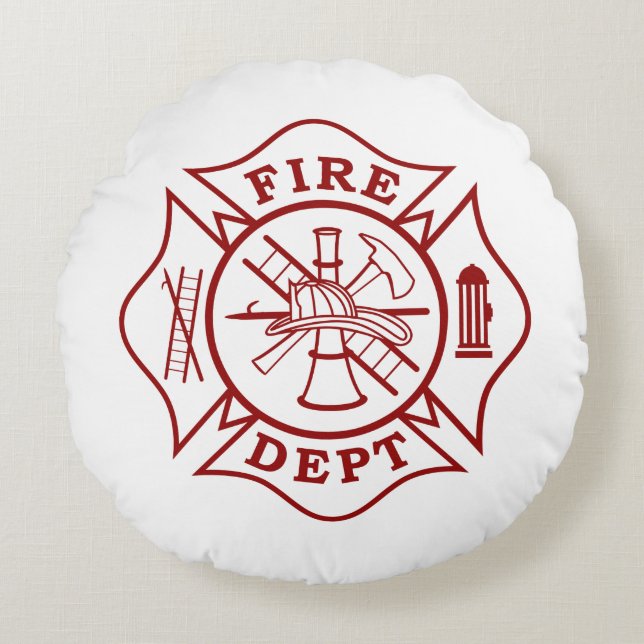 Fighter / Fire Dept Maltese Cross Home decor Round Pillow (Front)