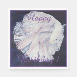 Fighter Fish Happy Birthday Party Celebration Napkins