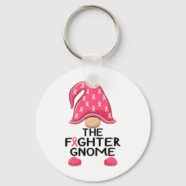 Fighter Gnome - Breast Cancer Awareness Gnome Cost Keychain (Front)