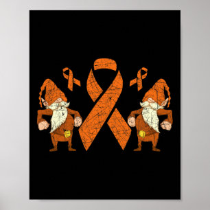 Fighter Gnome Orange Ribbon Leukemia Awareness Poster