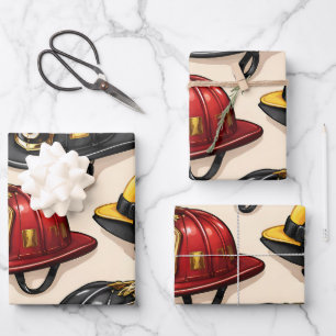 Fighter helmet pattern fire station wrapping paper sheets