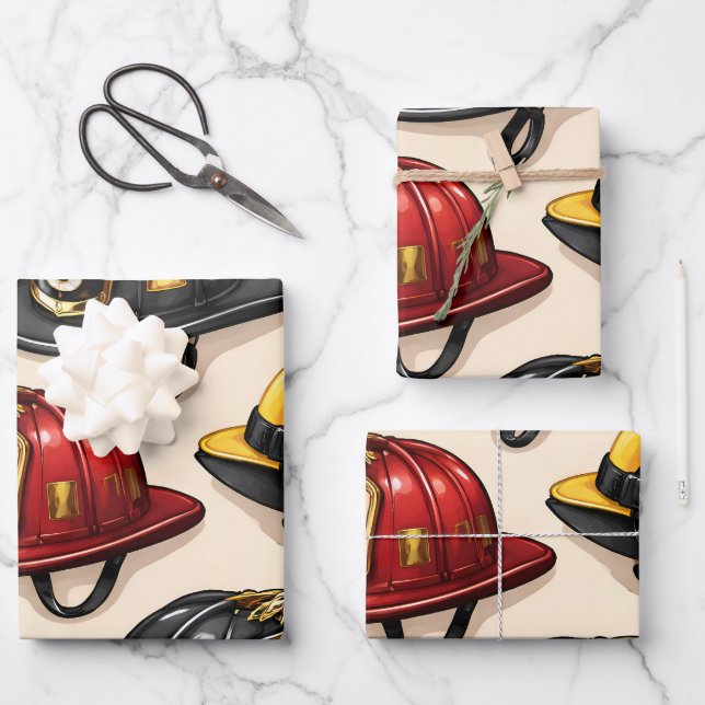 Fighter helmet pattern fire station wrapping paper sheets (Front)