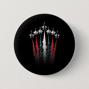 Fighter Jet Airplane American Flag 4th Of July Pat Button