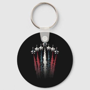 Fighter Jet Airplane American Flag 4th Of July Pat Keychain