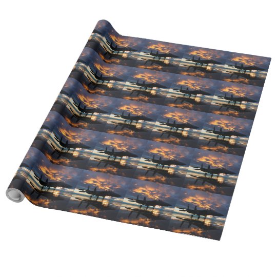 Fighter Jet Airplane at Sunset Military Gifts Wrapping Paper