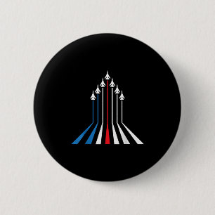 Fighter Jet Airplane Usa Flag 4th Of July Patrioti Button