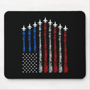 Fighter Jet Airplane Usa Flag 4th Of July Patrioti Mouse Pad