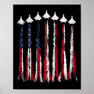 Fighter Jet Airplane Usa Flag 4th Of July Patrioti Poster