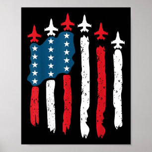Fighter Jet Airplane Usa Flag 4th Of July Patrioti Poster