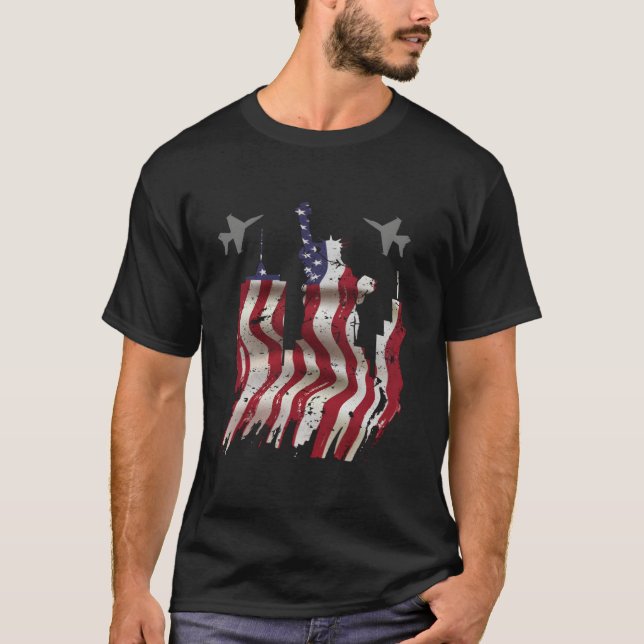 Fighter Jet Airplane Usa Flag 4Th Of July Patrioti T-Shirt (Front)