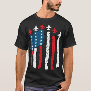 Fighter Jet Airplane Usa Flag 4th Of July Patrioti T-Shirt