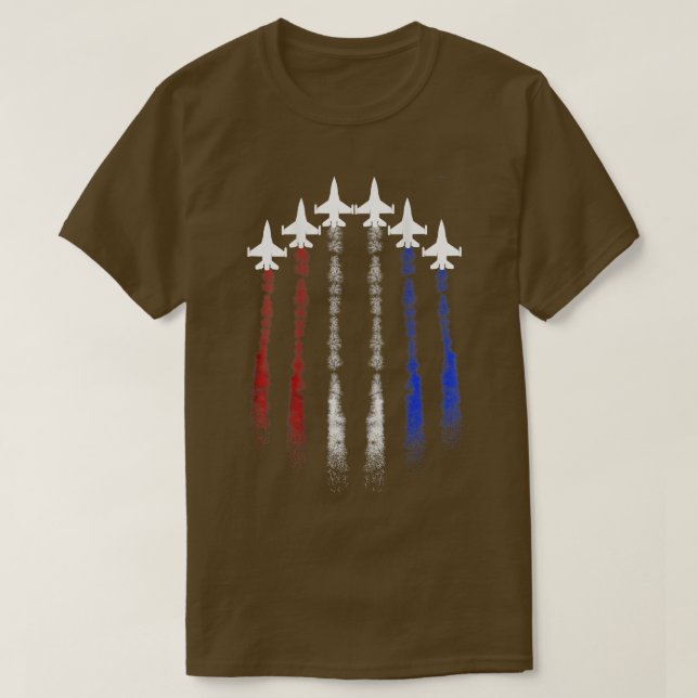 Fighter Jet American Flag Patriot 4th Of July Art  T-Shirt (Design Front)