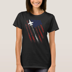 Fighter Jet American Flag Patriot 4th Of July   On T-Shirt
