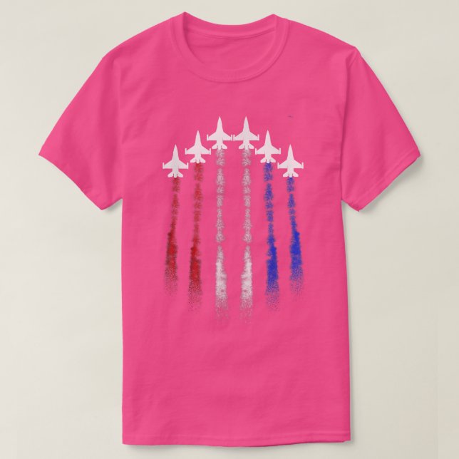 Fighter Jet American Flag Patriot Happy 4th Of Jul T-Shirt (Design Front)