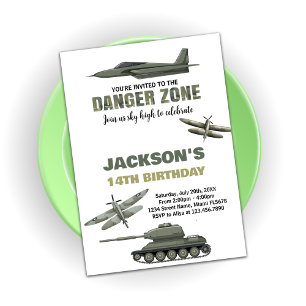 Fighter Jet Birthday Invitations Danger Zone