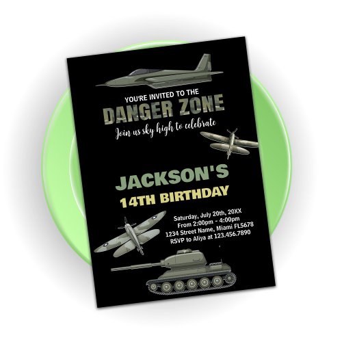  Fighter Jet Birthday Invitations Danger Zone BK