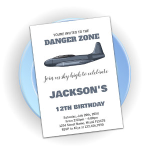 Fighter Jet Birthday Invitations Gray