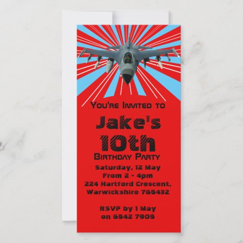 Fighter Jet Birthday Party Invitation