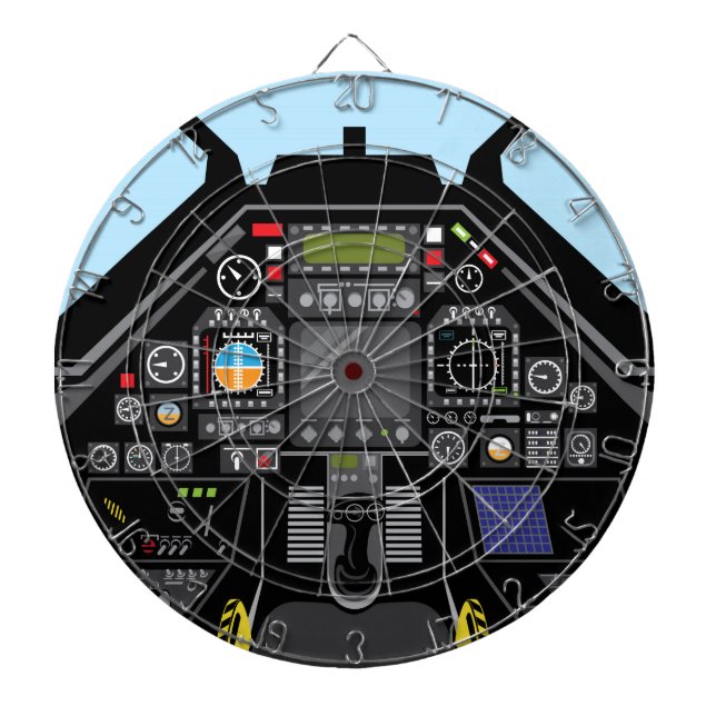 Fighter Jet Cockpit Dartboard With Darts (Front)