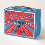 Fighter Jet Metal Lunch Box<br><div class="desc">Fighter jet design lunchbox with customisable text.</div>