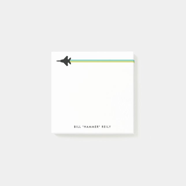Fighter Jet Striped Custom Name Notepad (Front)