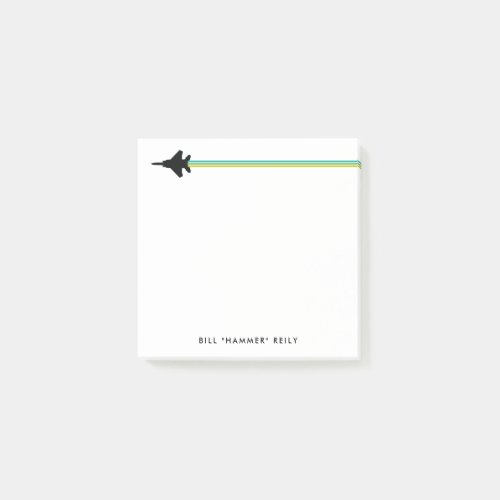 Fighter Jet Striped Custom Name Post_It Notepad
