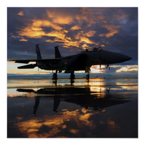 Fighter Jet Sunset Poster