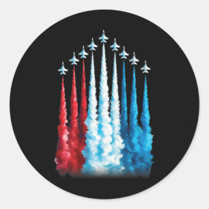 Fighter Jets American Flag For 4th Of July Patriot Classic Round Sticker