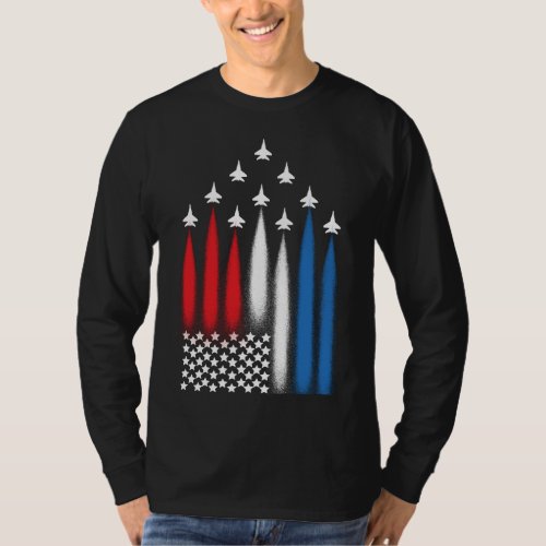 Fighter Jets Soaring In Colors of USA Flag T_Shirt