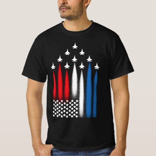 Fighter Jets Soaring In Colors of USA Flag T_Shirt