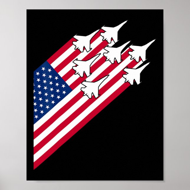 Fighter Jets Usa Flag 4th Of July Fighter Jet Flag Poster (Front)