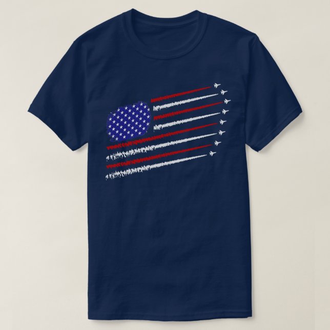Fighter jets with USA american  4th of July celebr T-Shirt (Design Front)