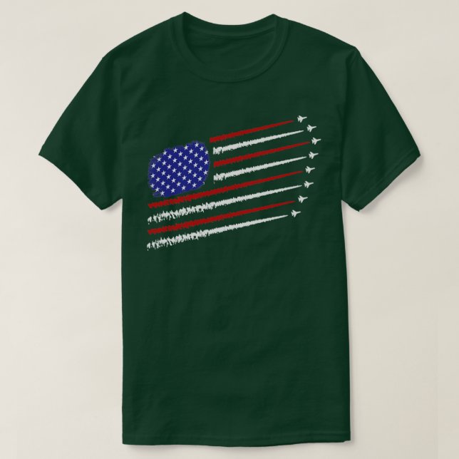 Fighter jets with USA american flag 4th of July ce T-Shirt (Design Front)