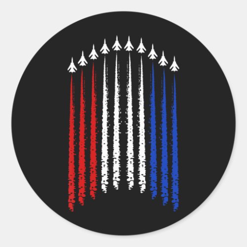 Fighter Jets With Usa Flag 4th Of July Patriotic F Classic Round Sticker