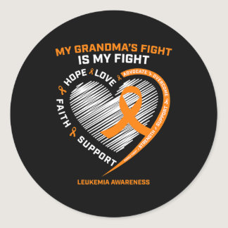 Fighter Leukemia Awareness  Grandma Men Women Gift Classic Round Sticker