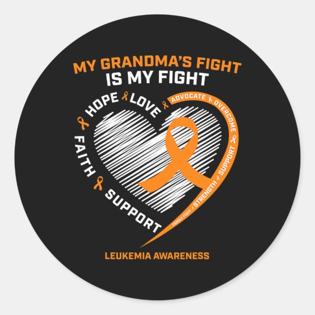 Fighter Leukemia Awareness  Grandma Men Women Gift Classic Round Sticker (Front)